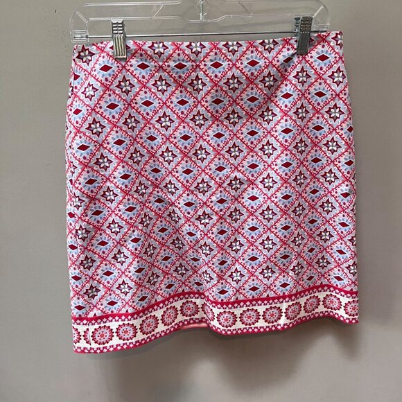 Talbots‎ Multicolor Geometric Print Skirt Women's 4 Cotton/Spandex/Polyester - Picture 2 of 5